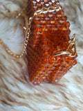 Lulua Stitches Handmade Caramel Beaded Bag