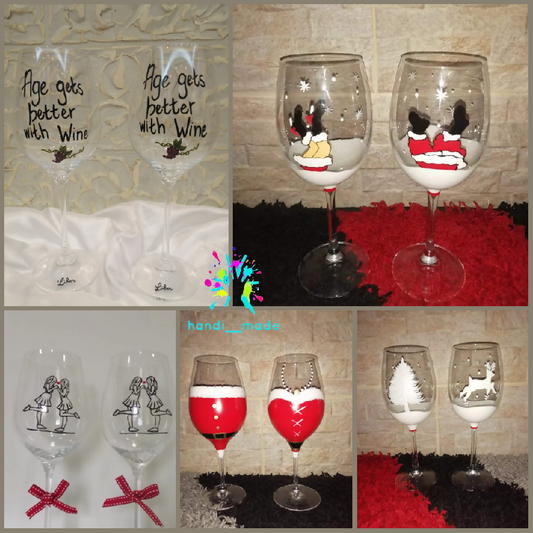 Handi___made Handpainted Wine Glasses