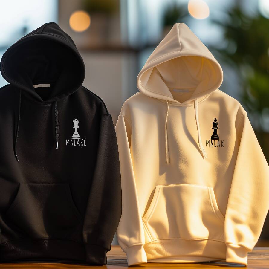 inspire.inc Valentine's Day Couples Hoodies - Malak OR Malaké - Black/White