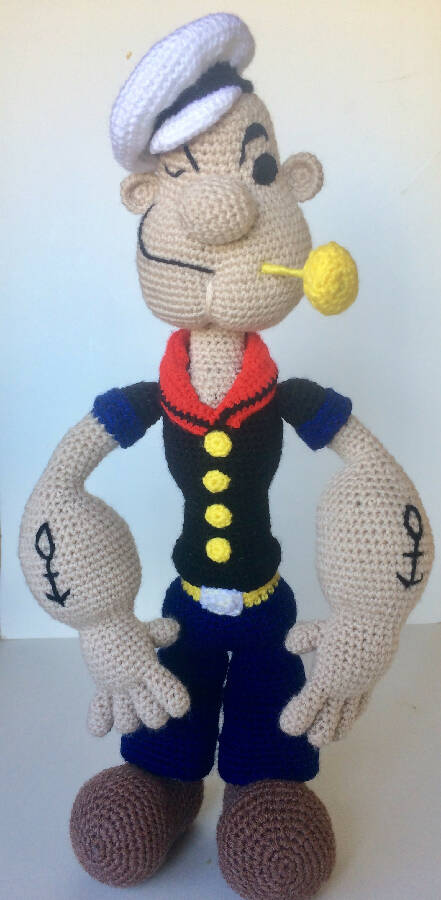 Marwa's Creations Handmade Crochet Popeye 38cm
