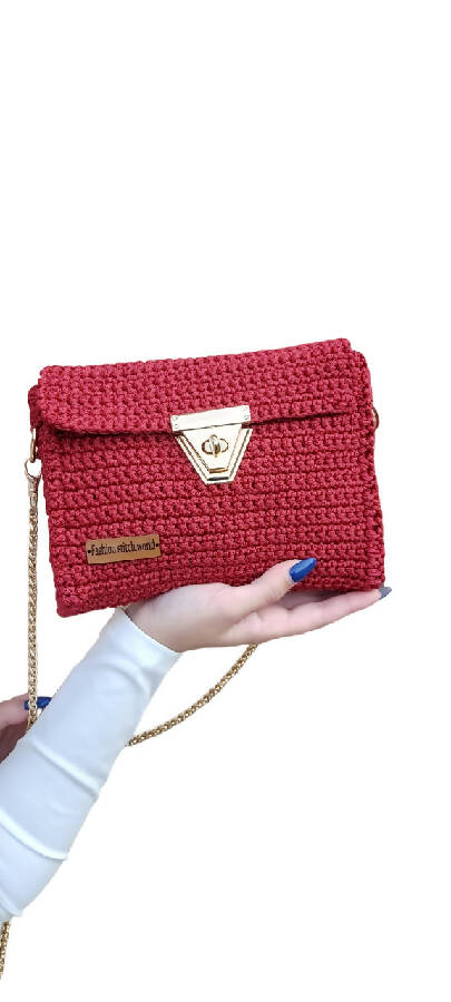 Fashion Stitch Women's Red Classy Crochet Cross Bag For Ladies