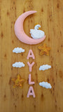 Crenay Handmade Swan Kids Name Wall Hanger 70cm x 30cm