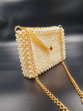 Lulua Stitches Handmade Off-White Envelope Shape Handbag