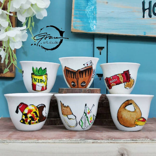 Grace T ArtStudio Handmade The Nostalgia Chaffeh Set 6 cups 50 ml