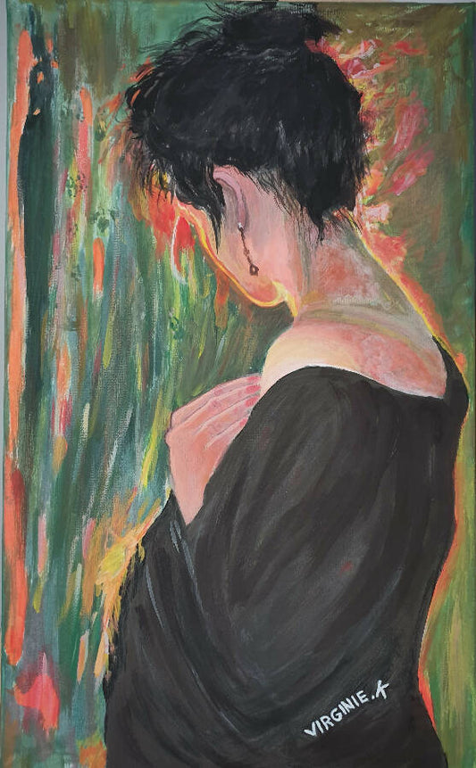 Vero Woman in Black Acrylic Painting (30 x 50 cm)