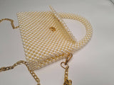 Lulua Stitches Handmade Classic Off-White Pearl Bag