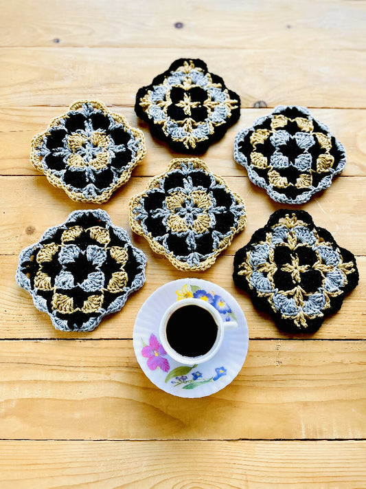 Roudainas Art Crochet Arabesque Coasters Set