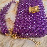 Lulua Stitches Handmade Purple Beaded Bag