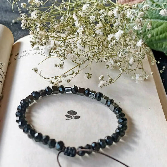 Handmade by Faten Black Crystal Bracelet