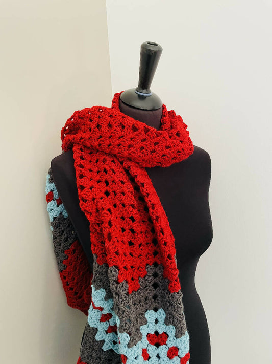 Roudainas Art Crochet Shawl Red