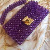 Lulua Stitches Handmade Purple Beaded Bag