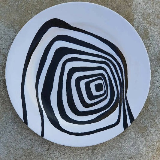 Raneem Rabah Handmade Black and White Wall Decor Plate