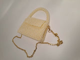 Lulua Stitches Handmade Classic Off-White Pearl Bag