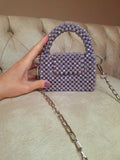 Lulua Stitches Handmade Mini Crystal Light Purple Beaded Bag