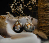 Mulberry Round With Leaf Handmade Earrings