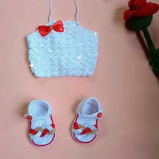 Classy Handmade Touch Handmade Crochet Baby Girl Summer outfit (Set of 2 items)