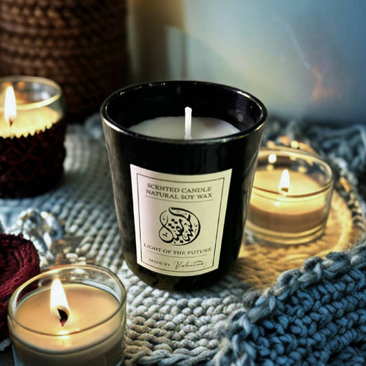 Valentina Handmade Glass Black Candle -Light of the Future Collection - Ramadan Decoration