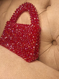 Lulua Stitches Handmade Red Glass Crystal Bag