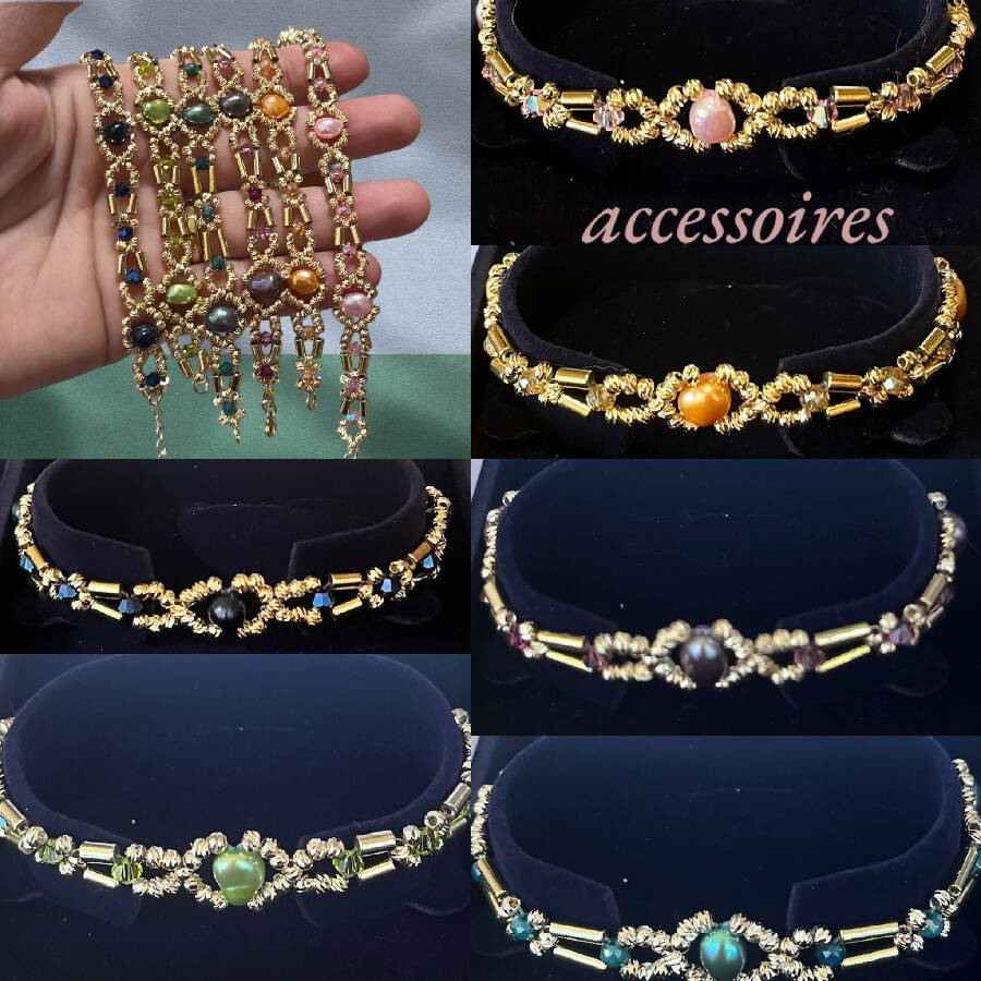Accessoires by Madeleine Handmade Jewelry High Quality Gold plated BeadsFreshwater Pearl Swarovski Beads « Royal Bracelet « 