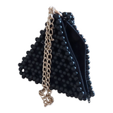 Le Caro Craft Black Pyramid Pearl Handbag For Woman