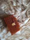 Lulua Stitches Handmade Caramel Beaded Bag