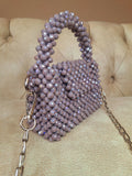 Lulua Stitches Handmade Mini Crystal Light Purple Beaded Bag